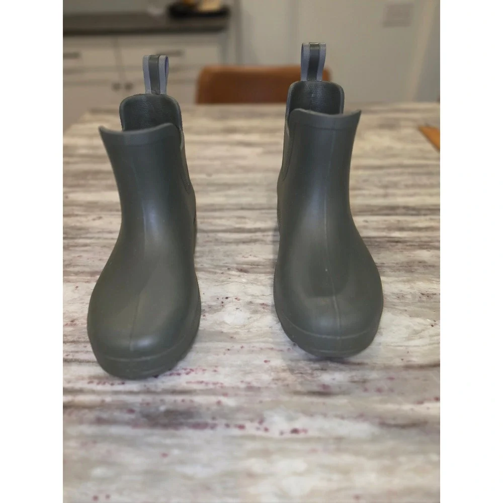 Totes Everywear Ankle Rain Boots Olive Green Waterproof Chelsea Booties US 6